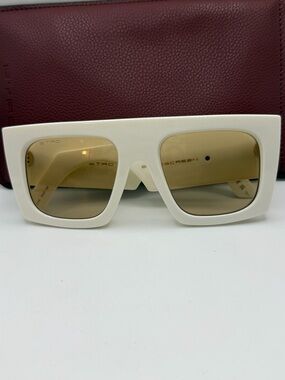 White Oversized Square ETRO Sunglasses with Brown Lenses